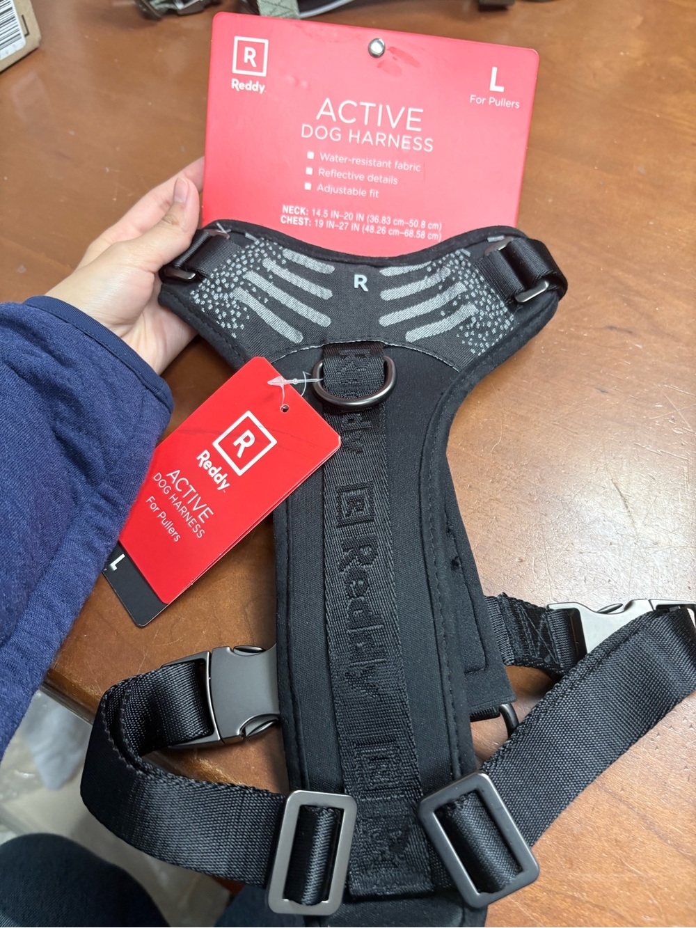 Reddy Active Dog Harness in Black with Gray Reflective Details